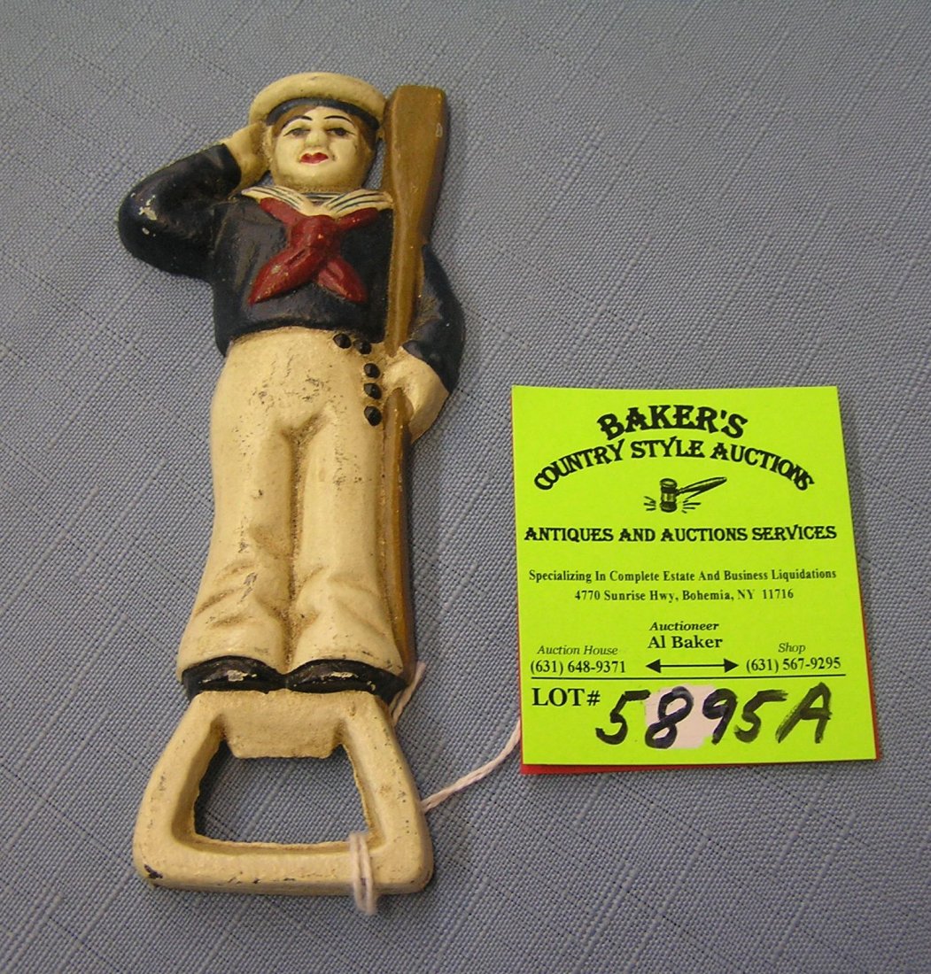 Hand painted cast iron Navy Sailor bottle opener: Hand painted cast iron Navy Sailor bottle opener est. value $40.00-$50.00