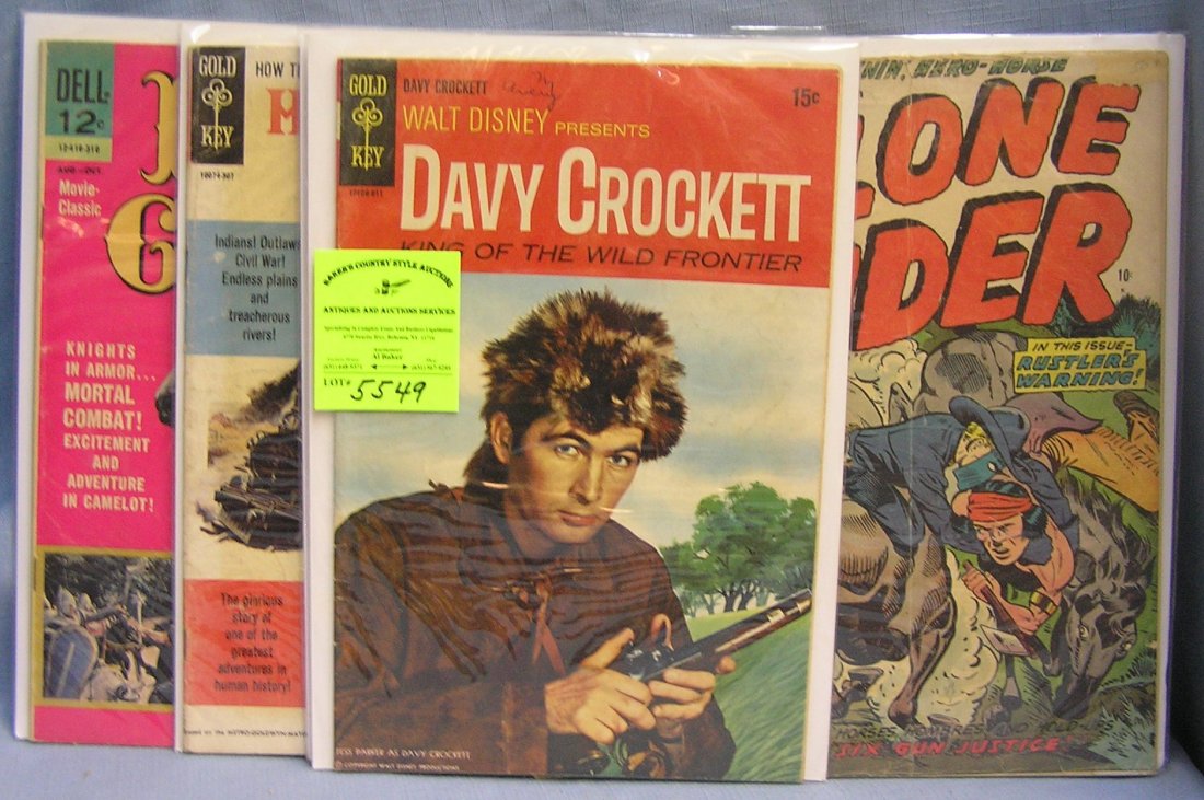 Group of vintage comic books: Group of vintage comic books featuring Davey Crocket , Lone rider, Billy the kid, tomahawk, Jungle Jim and more $50.00-$60.00
