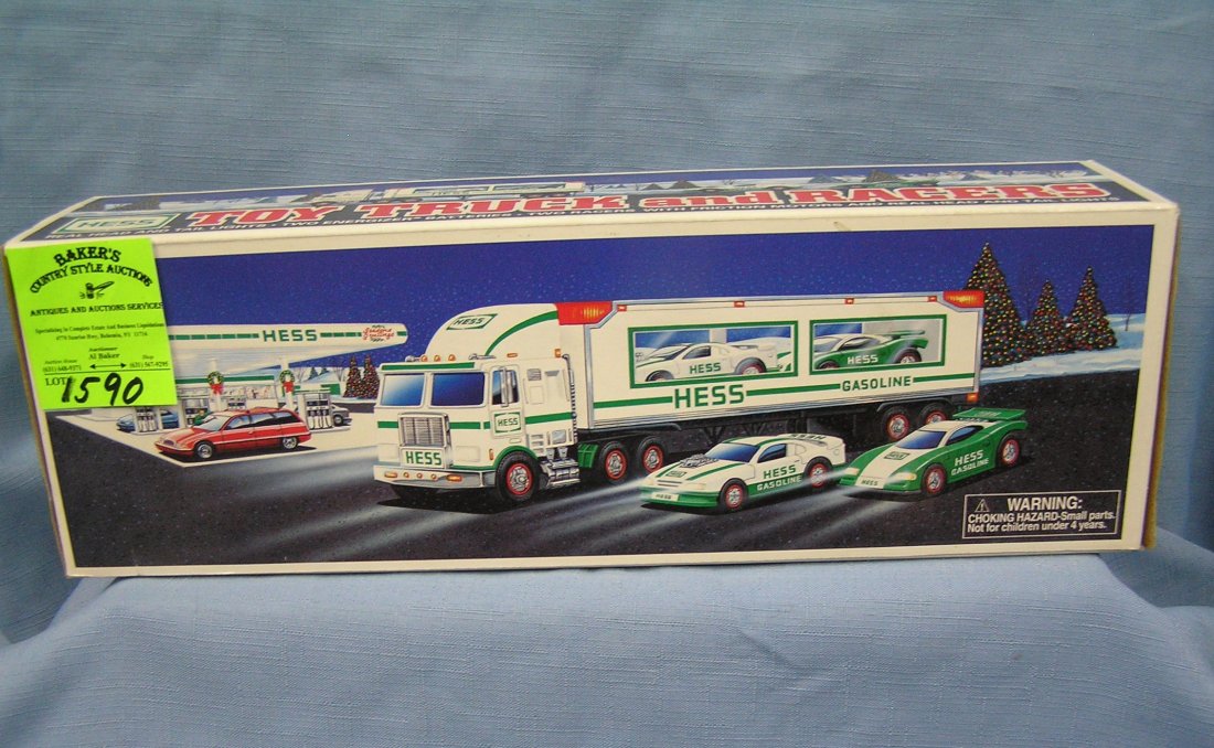 Vintage HESS toy truck: Vintage HESS toy truck and race cars $75.00-$100.00