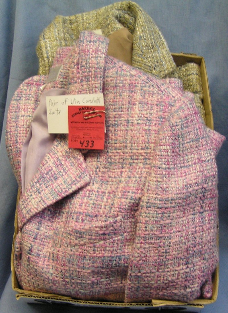 Pair of Via Condotti suit jackets: Pair of Via Condotti suit jackets PLEASE NOTE: All of the vintage clothing in this sale is of really high quality and ranges in sizes from small to medium, for any questions on these lots please call 