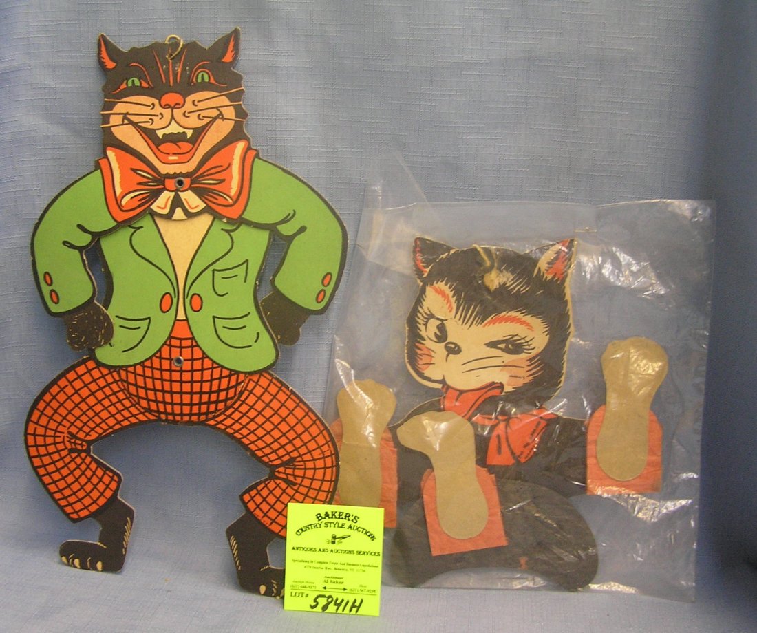 Pair of vintage die cut cat Halloween decorations: Pair of vintage die cut cat Halloween decorations est. value $50.00-$60.00