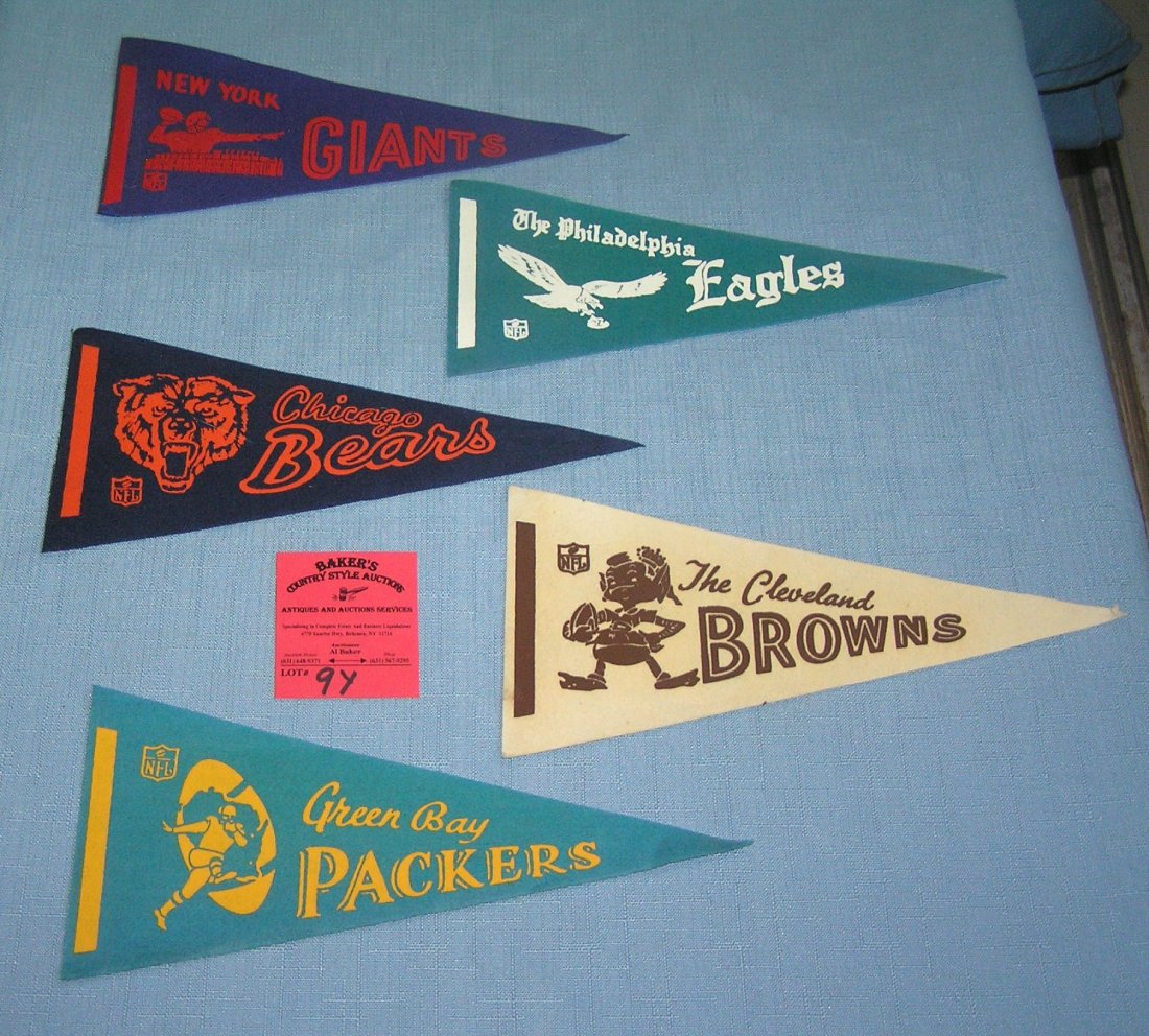 Group of 5 National Football league pennants: Group of 5 vintage National Football league pennants est. value $65.00-$75.00