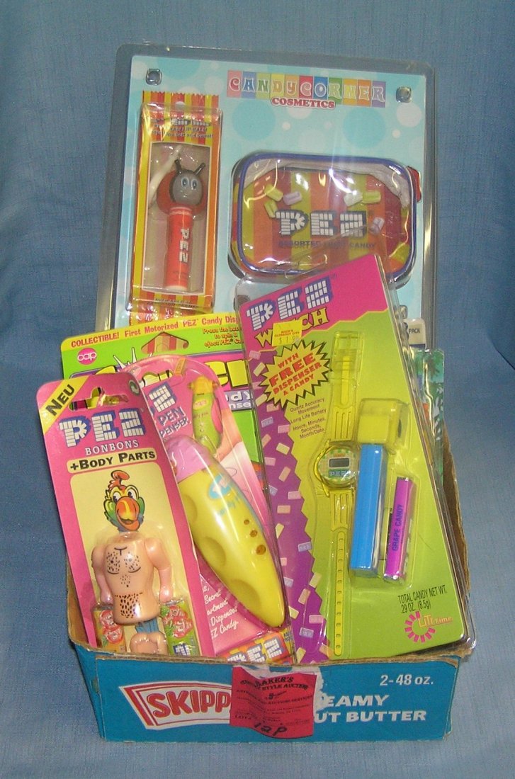 Box full of vintage PEZ candy containers: Box full of vintage PEZ candy containers all with original packages est. value $50.00-$75.00