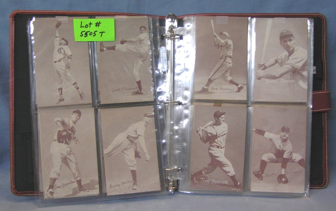 Large collection of exhibet baseball all star photo: Large collection of exhibet baseball all star photo cards from the old penny arcade machines, 56 cards total with album est. value $500.00-$600.00