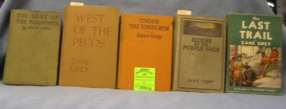 Group of 5 vintage Zane Grey western novels: Group of 5 vintage Zane Grey western novels 1908 to 1937 est. value $65.00-$75.00