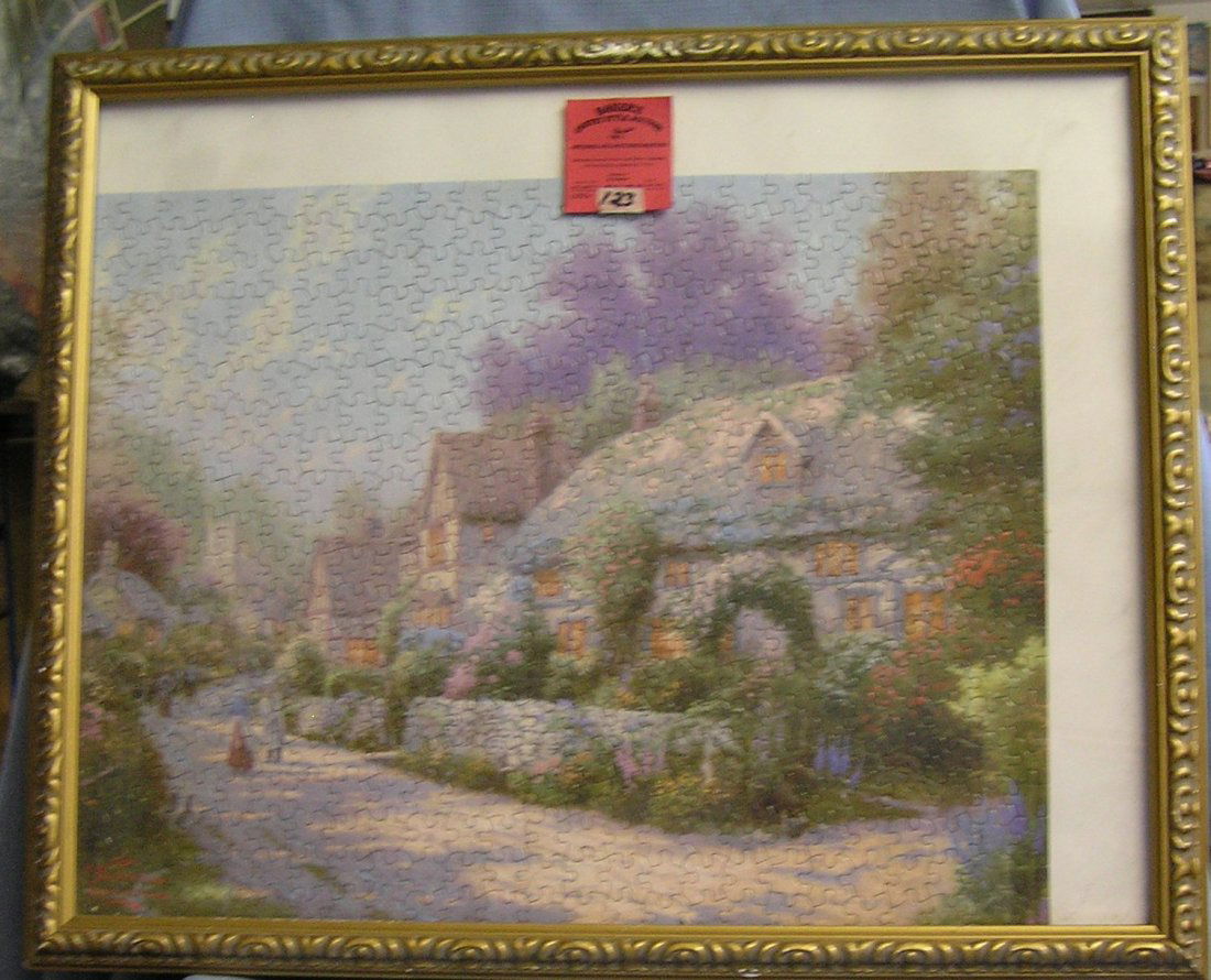 Thomas Kinkade artist signed puzzle print: Matted and framed Thomas Kinkade artist signed puzzle print est. value $40.00-$50.00
