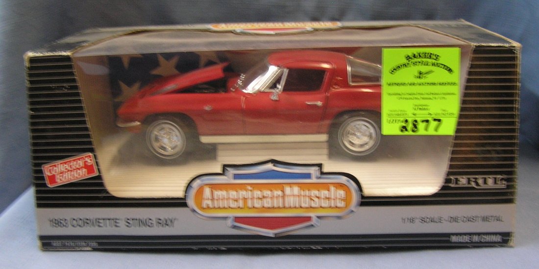Vintage 1963 Corvette Stingray in red: Vintage all cast metal 1963 Corvette Stingray in red mint in original box est. value $75.00-$100.00