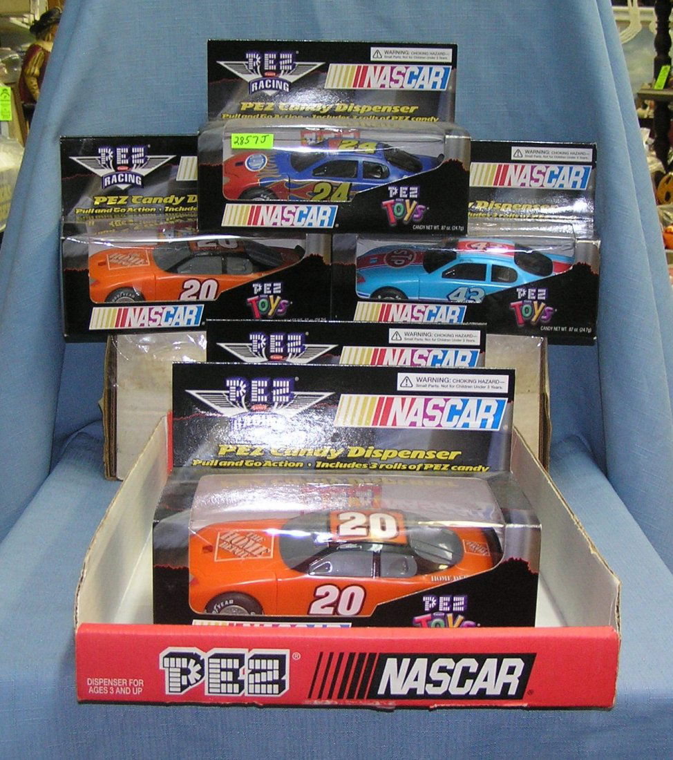 Collection of vintage NASCAR candy dispensers: Collection of vintage NASCAR candy dispensers all mint with original boxes with display box est. value $125.00-$150.00