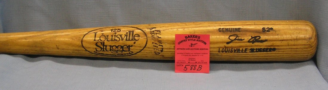 Vintage Jim Rice autograph model baseball bat: Vintage Jim Rice autograph model Louisville Slugger baseball bat, flame tempered wood circa 1970's est. value $75.00-$100.00
