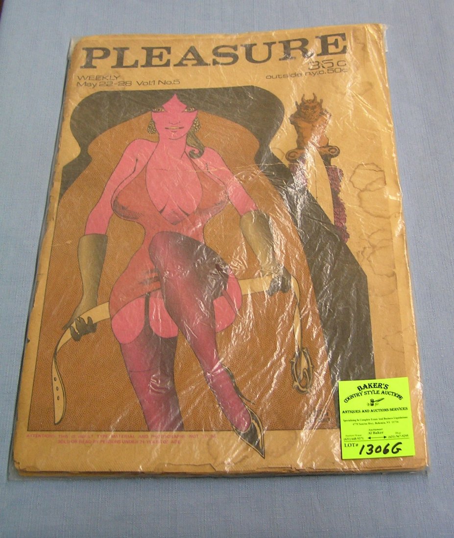 Vintage Pleasure erotica newspapers: Group of 4 vintage Pleasure erotica newspapers circa 1960's-70's est. value $50.00-$60.00