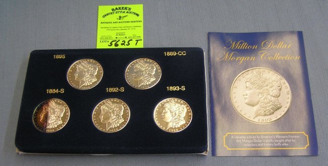 Silver clad mill. dollar Morgan silv. dollar collection: Vintage silver clad million dollar Morgan silver dollar collection with original holder and booklet $250.00-$300.00