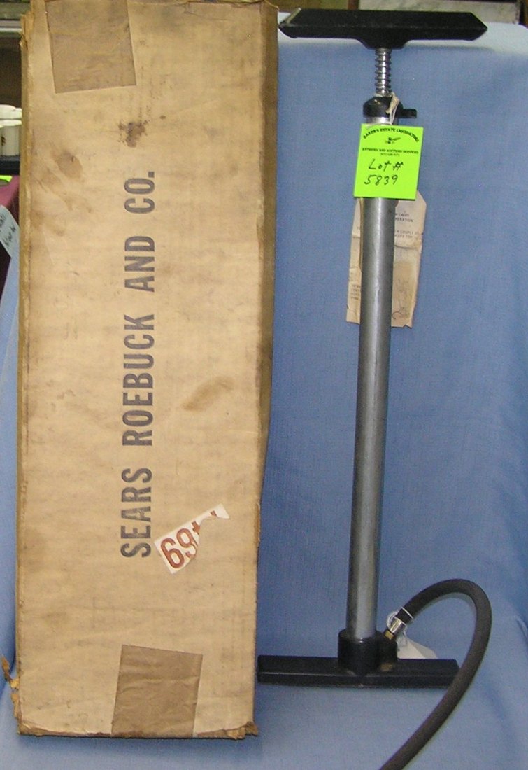 Vintage all purpose air pump in original box: Vintage sears roebuck and company all purpose air pump in original box $40.00-$50.00