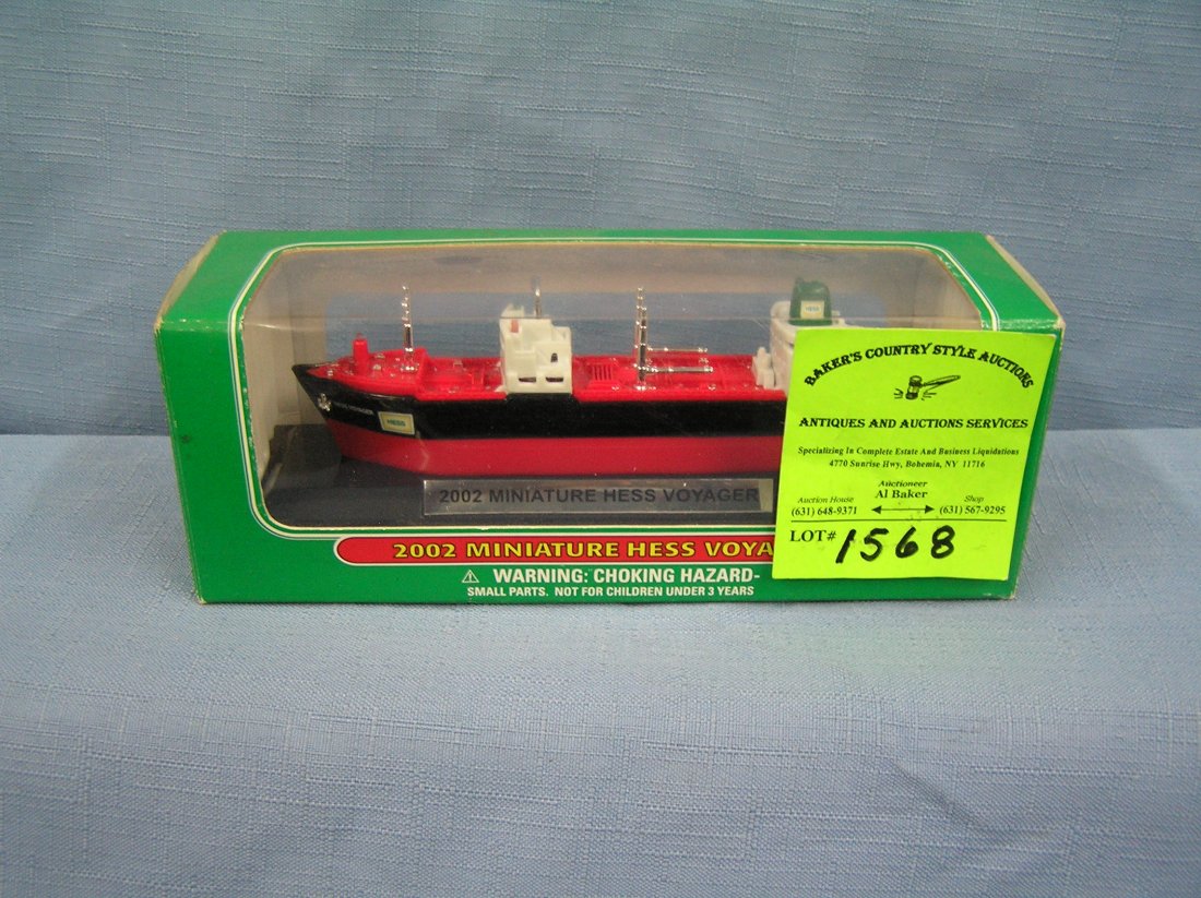 Vintage HESS toy truck: Vintage HESS miniature voyager cargo ship mint in original box $25.00-$30.00