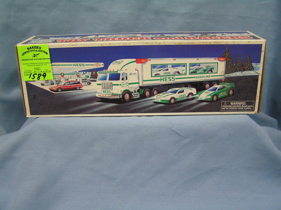 Vintage HESS toy truck: Vintage HESS toy truck and race cars $75.00-$100.00