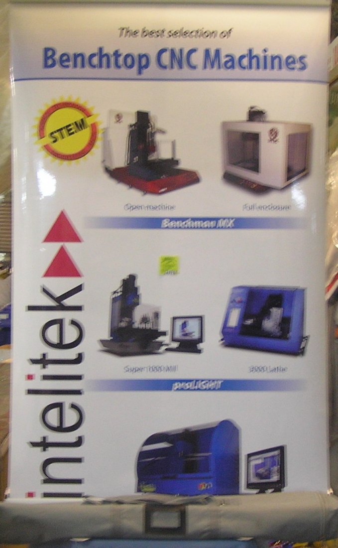 Professional quality film projector screen: Professional quality film projector or power point presentation screen advertising Benchtop CNC machines in original carry case est. value $65.00-$75.00