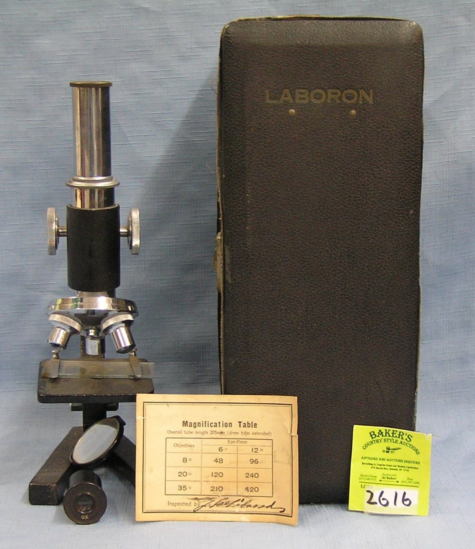 Antique Laboron microscope with original box: Antique Laboron microscope with original box est. value $150.00-$200.00