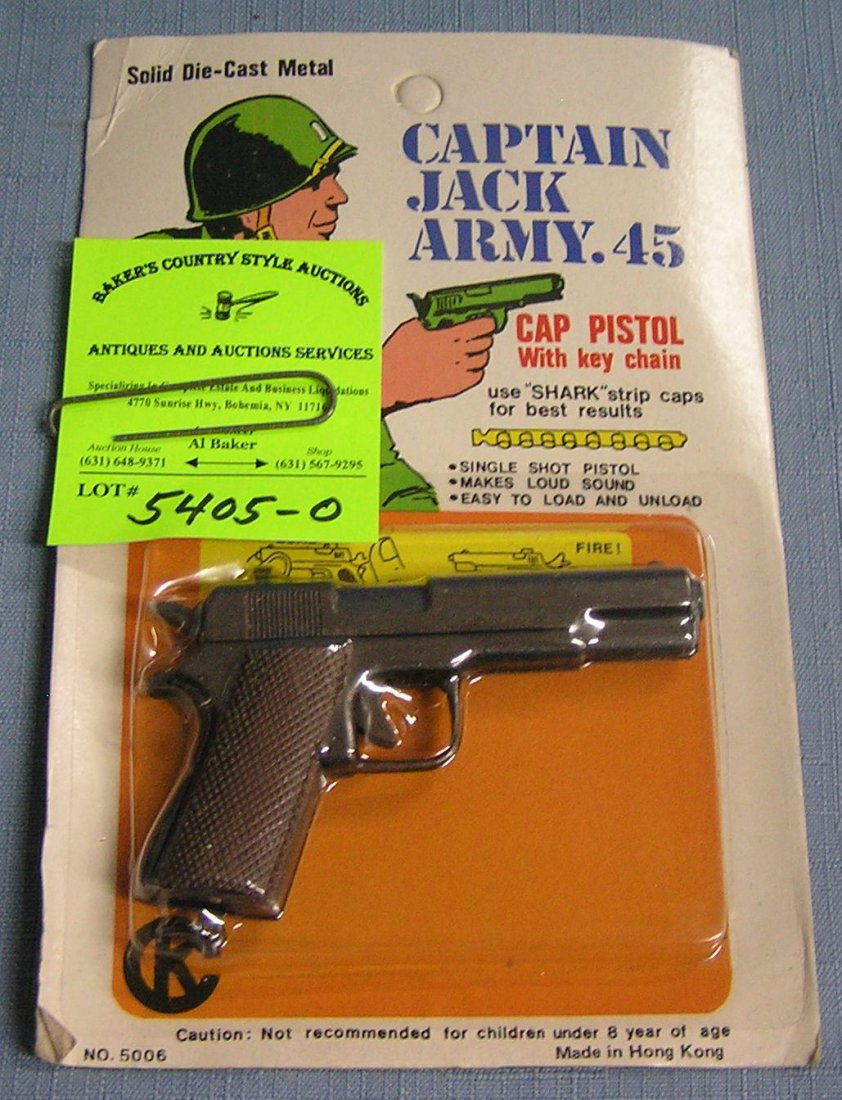Captain Jack army cap pistol mint on card: Captain Jack army 45 cap pistol mint on card $30.00-$35.00