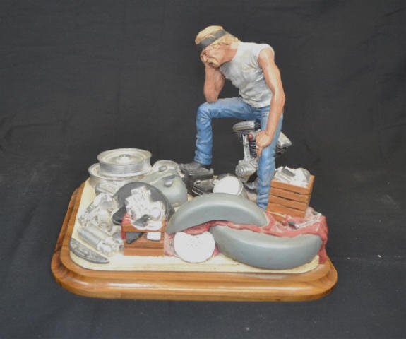 Harley Davidson 'Basket-Case' Mark Patrick Signed: Harley Davidson 'Basket-Case' sculpture by Mark Patrick- Signed. Measures approx. 10" by 10" by 10".