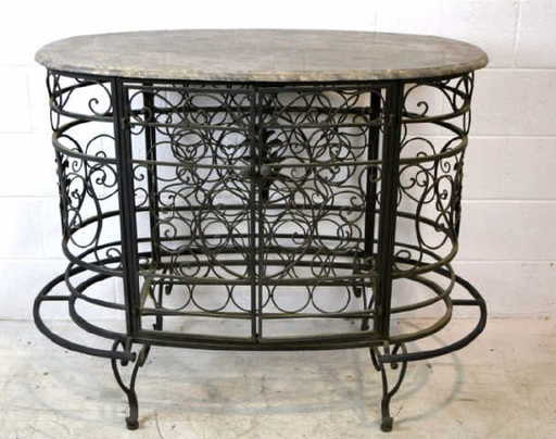 Marble Top Table With Metal Iron Wine Rack 38 X 52