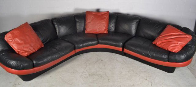 3-Pc. Carson's Red & Black Leather Sectional 3-Pc.: 3-Pc. Carsons Leather Sectional