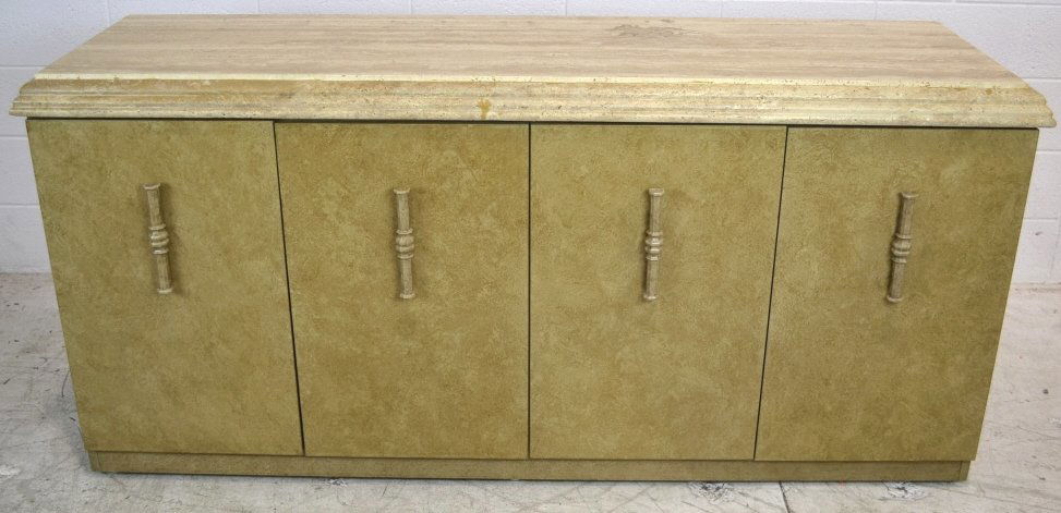 Marble Top Credenza Marble Top Credenza with adjustable: Marble Top Credenza Marble Top Credenza with adjustable shelves measuring approx. 73.25"x20.5"x30.5".