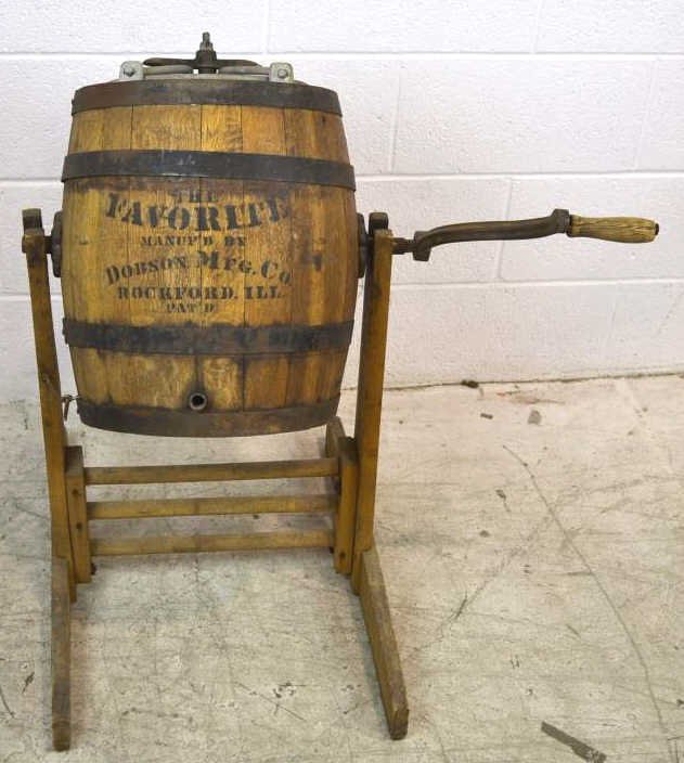 Dobson Mfg. Wooden Barrel Butter Churn on Stand Dobson