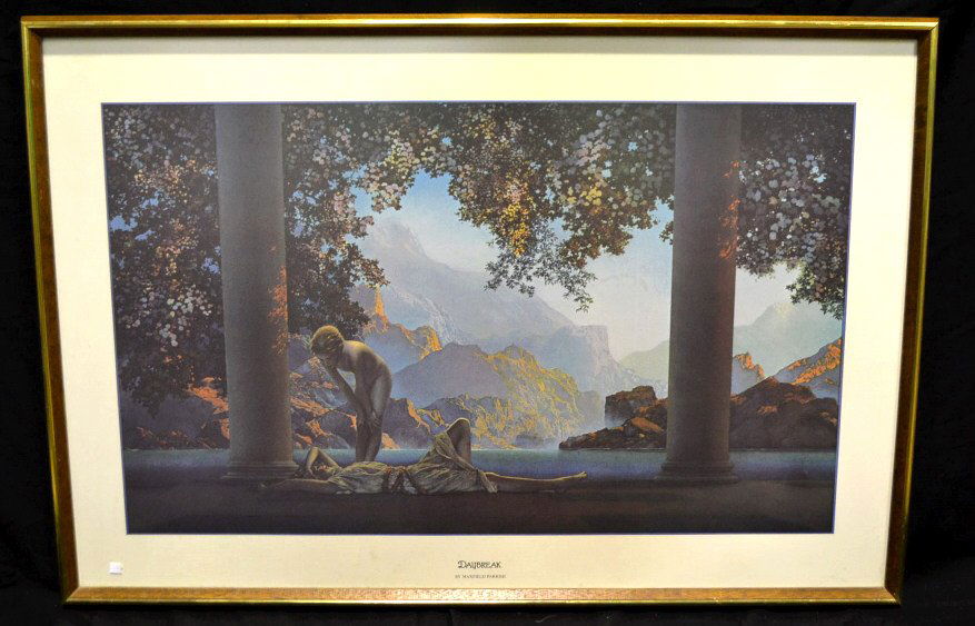 Framed Maxfield Parrish Print 37" x 26": Framed Maxfield Parrish Print 37" x 26"