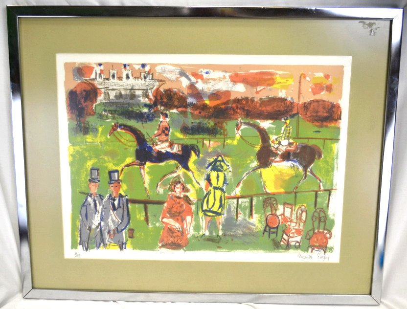 Maurice Empi Longchamps Ltd. Ed. Lithograph Print: Signed & Numbered. 23.5" x 29.5". Maurice Empi, a painter as well as a lithographer, has exhibited in Stockholm, London, San Francisco and New York. In 1964, Paris honored him with the Bronze Medal of
