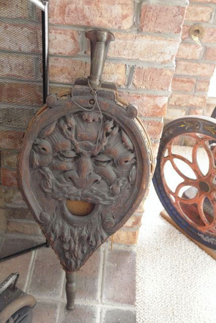 Very Rare Hand Carved Oak Northwind Bellows: Very Rare Hand Carved Oak Northwind head Bellows 28l x 12w