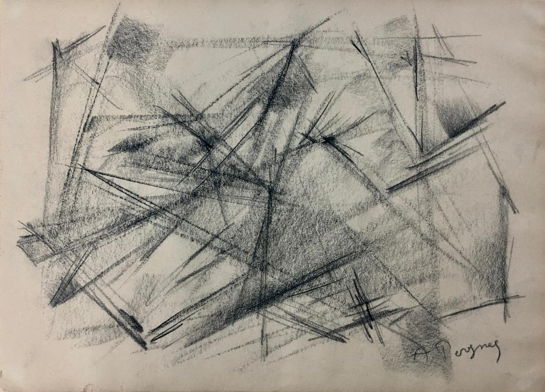 Antoine Pevsner(1884-1962): Antoine Pevsner(1884-1962) Composición, c. 1917-1925 Carboncillo sobre papel,