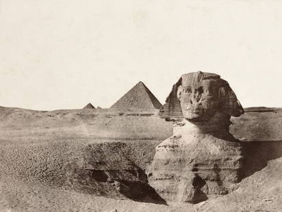 Egipto, La Esfinge, 1849.: Maxime Du Camp (1822-1894) Egipto, La Esfinge, 1849. Papel salado Imagen 15 x 21 cm, soporte 44,5 x 31 cm