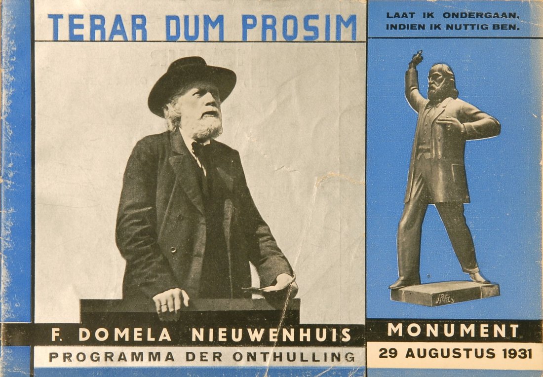 Programma der Onthulling, F. Domela Nieuwenhuis, 1931: Cesar Domela (1900-1992) Programma der Onthulling, F. Domela Nieuwenhuis, 1931 Nieuw Leven, 1931, 20 páginas. Octavo