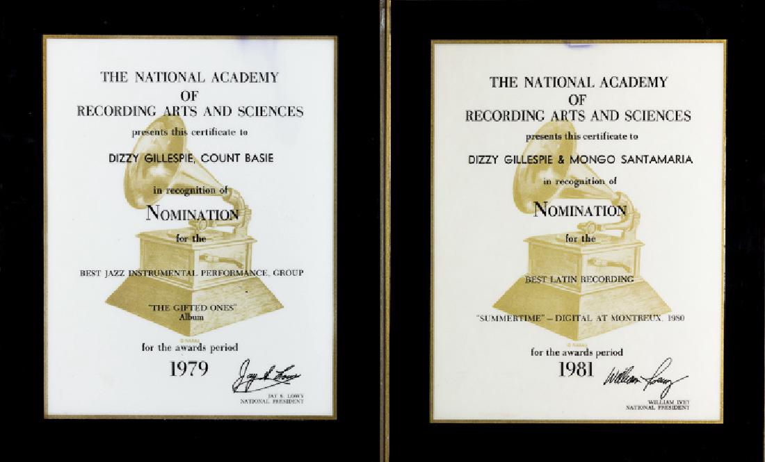 DIZZY GILLESPIE GRAMMY NOMINATION PLAQUES (1 of 3)