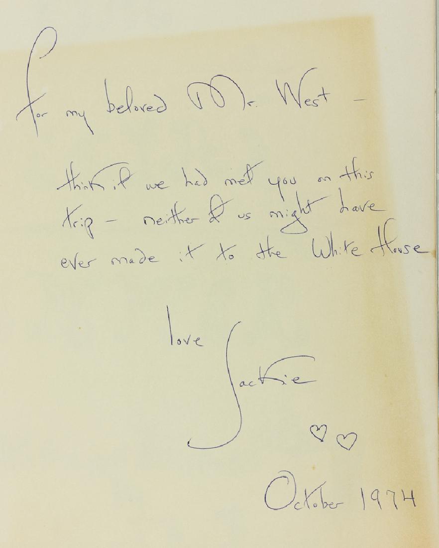 JACQUELINE KENNEDY: JACQUELINE KENNEDY (1929 - 1994) First Lady and wife of John F. Kennedy, 35th President of the United States. Fine association signed book, her "One Special Summer" [New York: Delacorte Press], 1974.