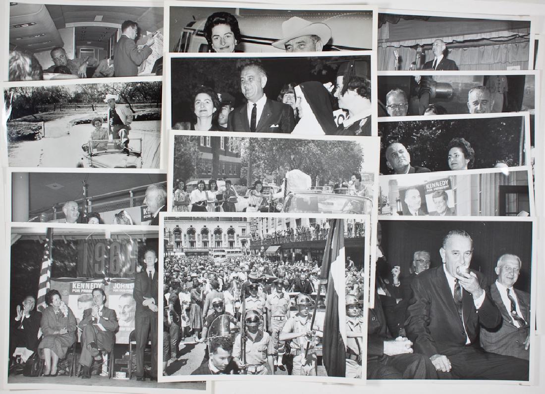 LYNDON B. JOHNSON 1960 CAMPAIGN PHOTOS: LYNDON B. JOHNSON 1960 CAMPAIGN PHOTOS Group of 25 8" x 10" b/w photographs of Lyndon B. Johnson while candidate for Vice President, shown in various settings both posed and candid, giving speeches, w