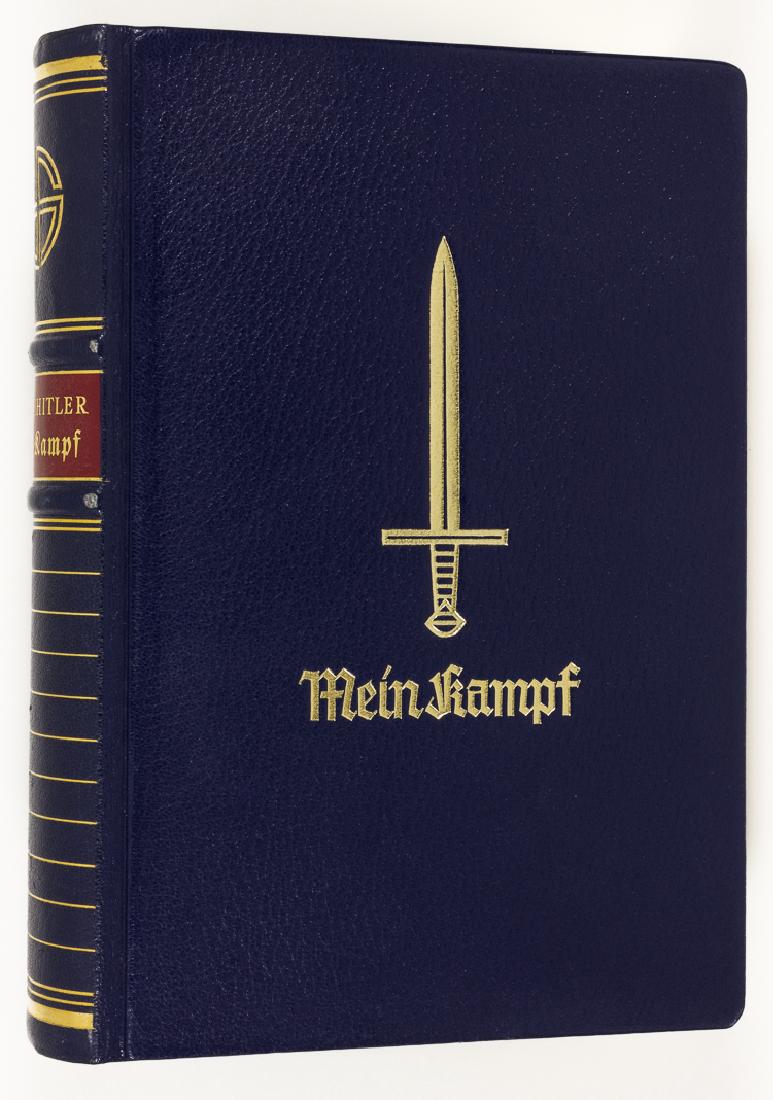 FIFTIETH BIRTHDAY EDITION OF "MEIN KAMPF" WITH: FIFTIETH BIRTHDAY EDITION OF "MEIN KAMPF" WITH GAULEITER PRESENTATION Scarce special edition of "Mein Kampf", by Adolf Hitler (Munich: Zentralverlag der NSDAP), 1939, 705pp. sm. 4to., published to cel