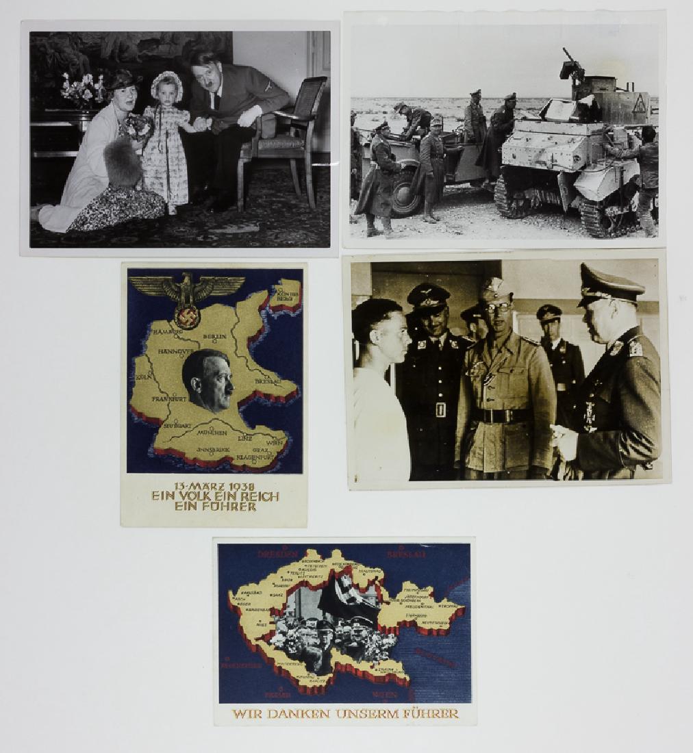 ORIGINAL NAZI PRESS PHOTOS: ORIGINAL NAZI PRESS PHOTOS A group of three photos, 5" x 7" b/w, includes: the first is an original Hoffman photo showing Hitler with Hermann Goring's wife Emma and his daughter Edda, with back stamp.