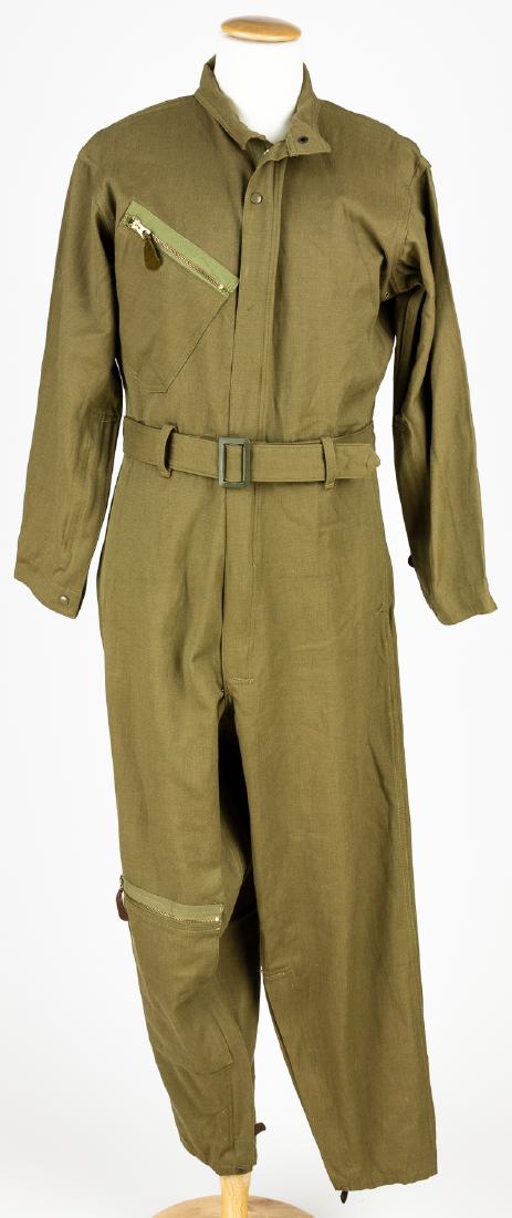 (ZEMKE'S WOLF PACK) ARMY AIR FORCE A-4 FLYING SUIT: (ZEMKE'S WOLF PACK) ARMY AIR FORCE A-4 FLYING SUIT American aviator's olive drab A-4 flight suit, issued to a member of "Zemke's Wolf Pack", the 56th Fighter Group. These flight suits were introduced 