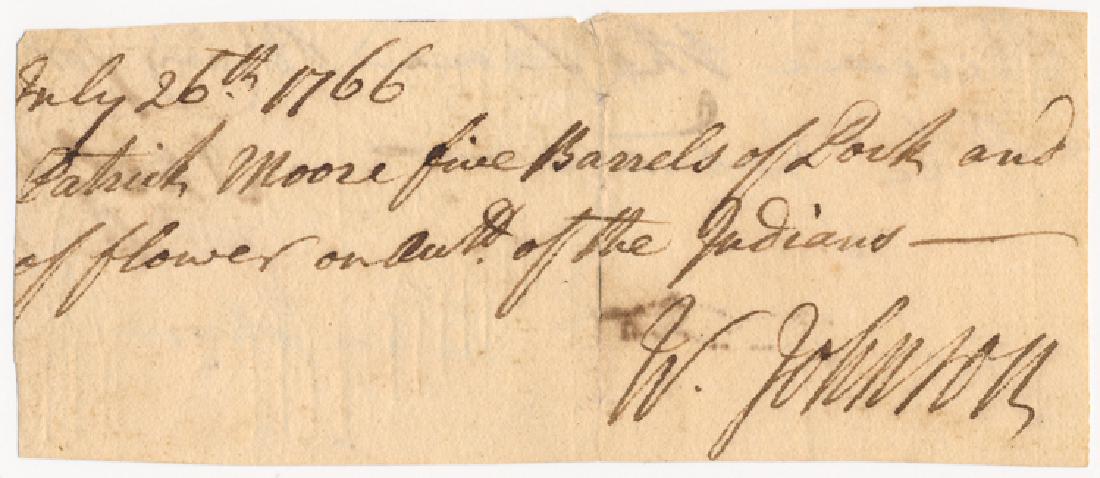 WILLIAM JOHNSON: WILLIAM JOHNSON (1715 - 1774) British Superintendent of Indian Affairs so accepted by the Mohawks that they made him a sachem, appointed representative to the Six Nations, commanded the Crown Point ex