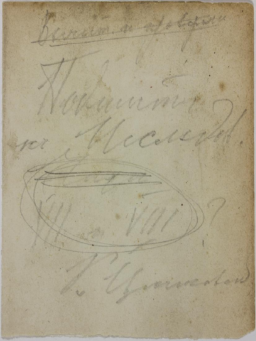KONSTANTIN TSIOLKOVSKY: KONSTANTIN TSIOLKOVSKY (1857 - 1935) Pioneering Russian scientist and rocket designer who laid out the basic principles of modern space flight. Rare A.N.S. 1p. 12mo., [n.p., n.d. ca. 1930], in Russian