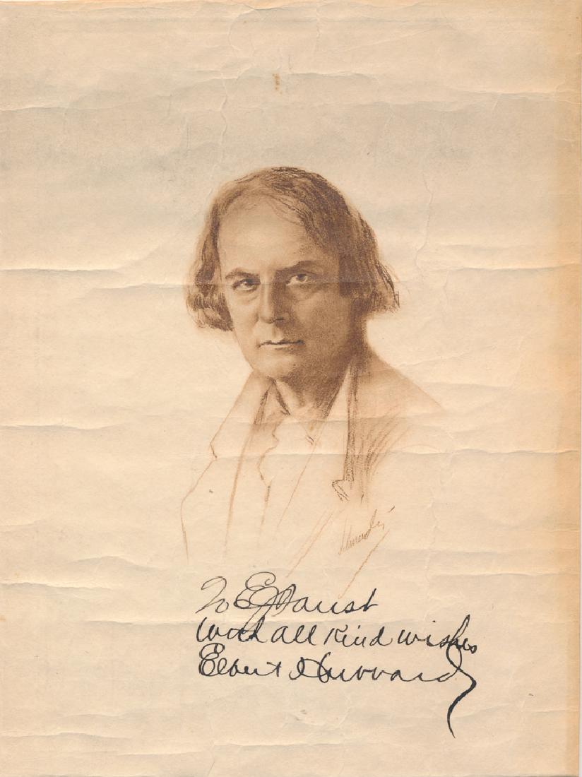ELBERT HUBBARD: ELBERT HUBBARD (1856 - 1915) American writer, editor and printer, founded the Roycroft Press to produce high-quality artistic books, went down on the Lusitania. Uncommon I.S.P. 6"" x 8", an etching of