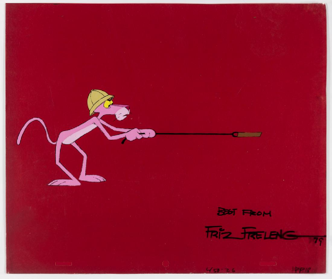 FRIZ FRELENG: FRIZ FRELENG (1906 - 1995) American artist and animator, creator of "Bugs Bunny", "Yosemite Sam", and a host of other Warner characters. Original hand-painted television cartoon cell, 12" x 10 1/2" ov