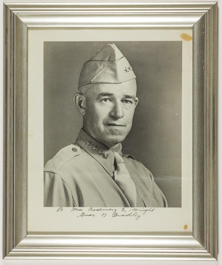 OMAR BRADLEY: OMAR BRADLEY (1893 - 1981) American general of World War II who commanded the largest ground force ever led by one man. He was later Chairman of the Joint Chiefs. I.S.P., 8" x 10" b/w, a chest-up view
