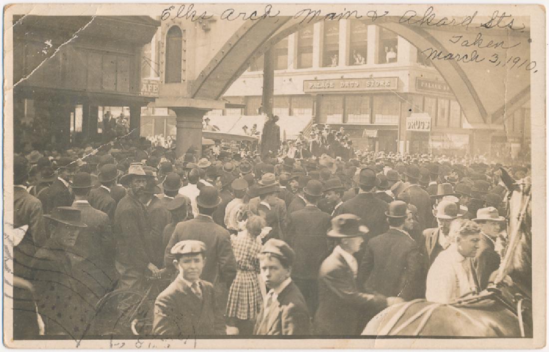 THE LYNCHING OF ALLEN BROOKS: THE LYNCHING OF ALLEN BROOKS A particularly disturbing piece of American history, a real-photo postcard, 3 1/2" x 5 1/2" sepia, an unsettling view of the lynching of Allen Brooks, a black citizen of D