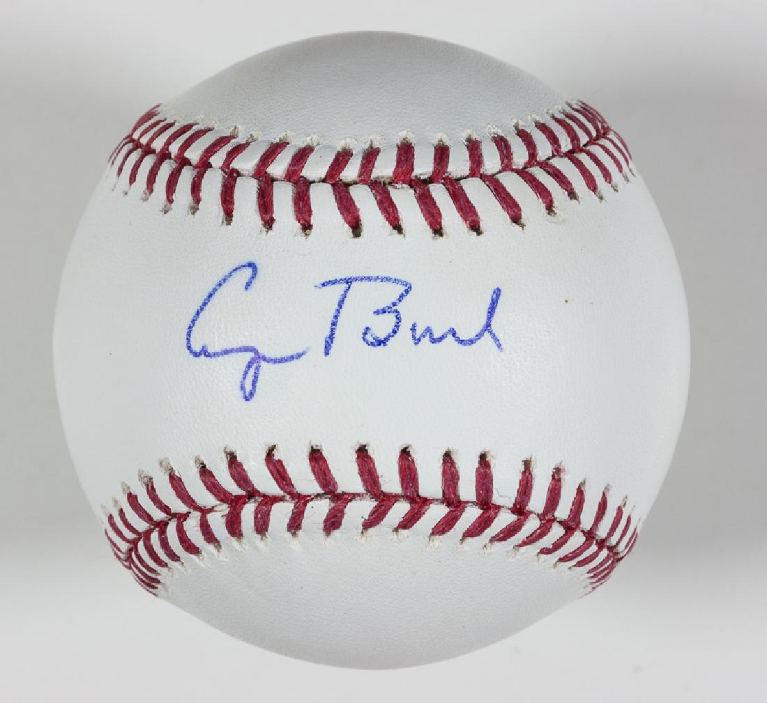 GEORGE H.W. BUSH: GEORGE H.W. BUSH (b. 1924) American politician, the 41st President of the United States. Signature in blue on the "sweet spot" of a Rawlings Official Major League Baseball. Very good to fine.