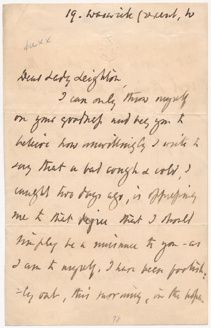 ROBERT BROWNING: ROBERT BROWNING (1812 - 1889) English poet and playwright, author of The Ring and the Book, and Love Among the Ruins. A.L.S. on his crested letterhead, 2pp. 8vo., [London?, n.d.], to his great friend,