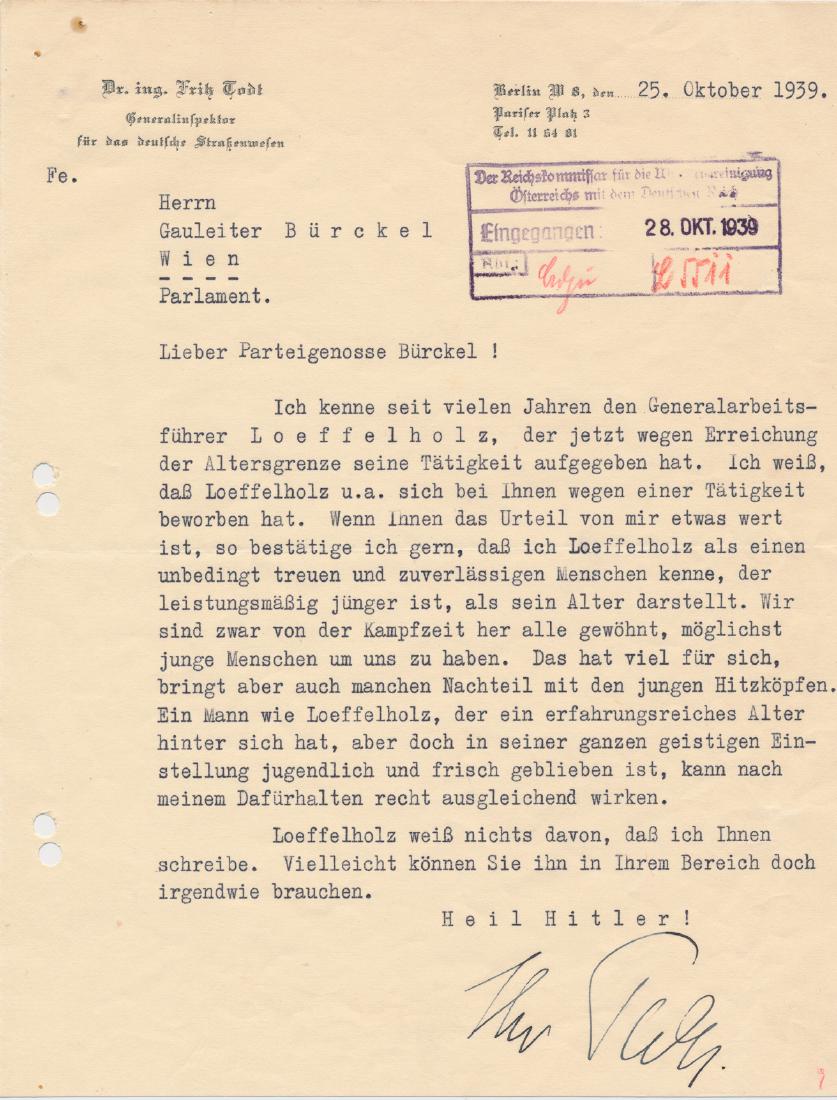 FRITZ TODT: FRITZ TODT (1891 - 1942) Nazi military engineer who supervised the building of the Autobahn, the Siegfried Wall and the chain of submarine bases on the coast of France. Died mysteriously in a plane cr
