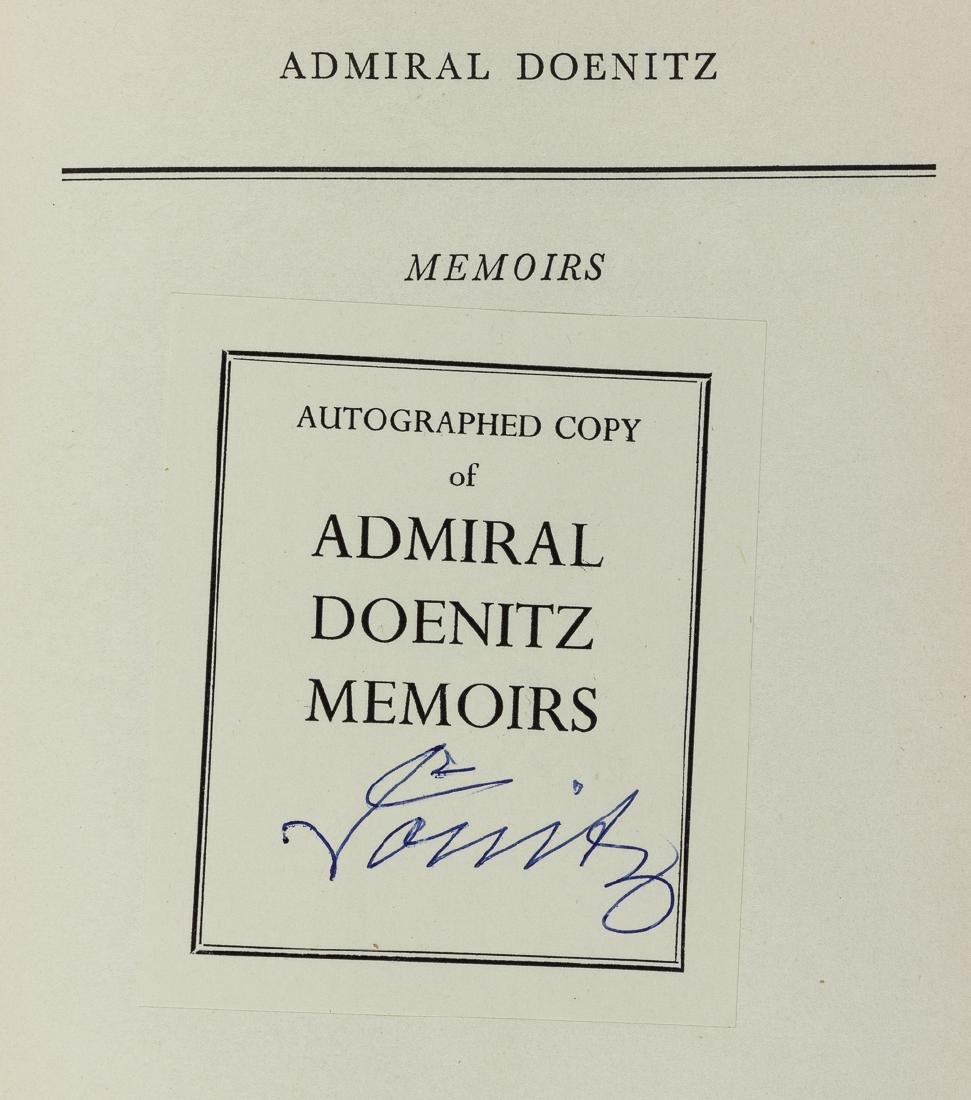 KARL DONITZ: KARL DONITZ (1891 - 1980) German admiral who headed the U-Boat arm of the German Navy, later succeeded Hitler as Fuehrer after Hitler's suicide. His memoirs: "Ten Years and Twenty Days", (London: Weid