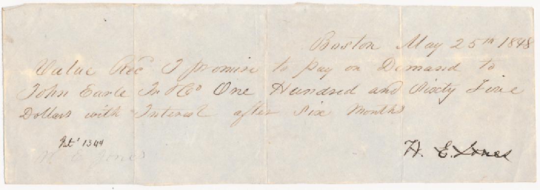 WILLIAM E. "GRUMBLE" JONES: WILLIAM E. "GRUMBLE" JONES (1824 - 1864) Confederate brigadier general who fought with Stuart at Gettysburg, with Longstreert In Tennessee; killed at Piedmont. Pair of signed items, includes: A.D.S. "