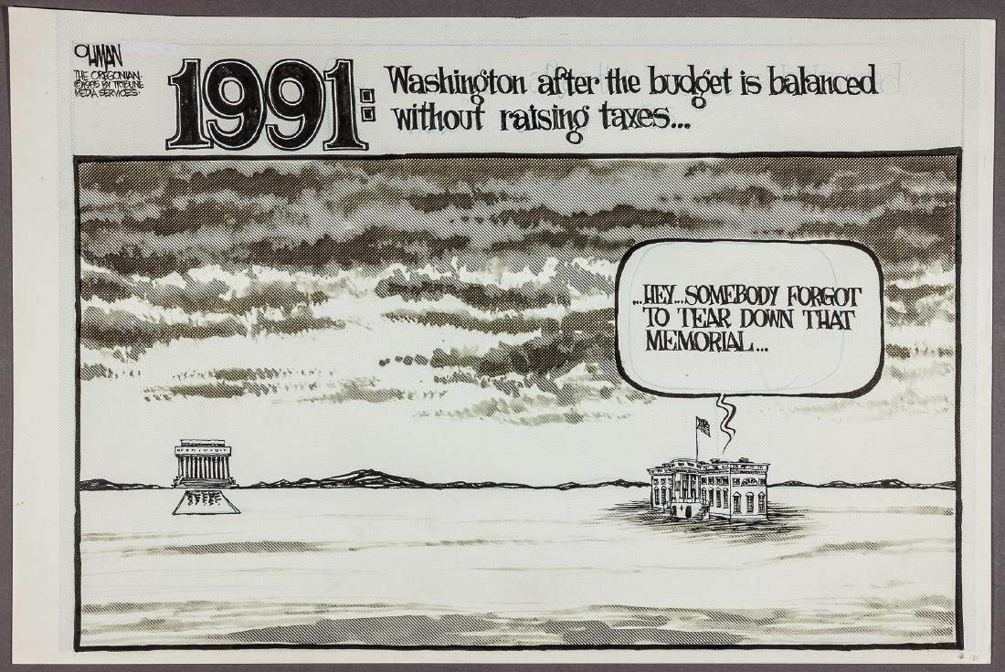 (POLITICAL CARTOON) JACK OHMAN: JACK OHMAN American political cartoonist, his work appeared in the Oregonian, the Detroit Free Press and the Columbus Dispatch, syndicated by The Washington Post Writers Group. Pulitzer Prize recipien